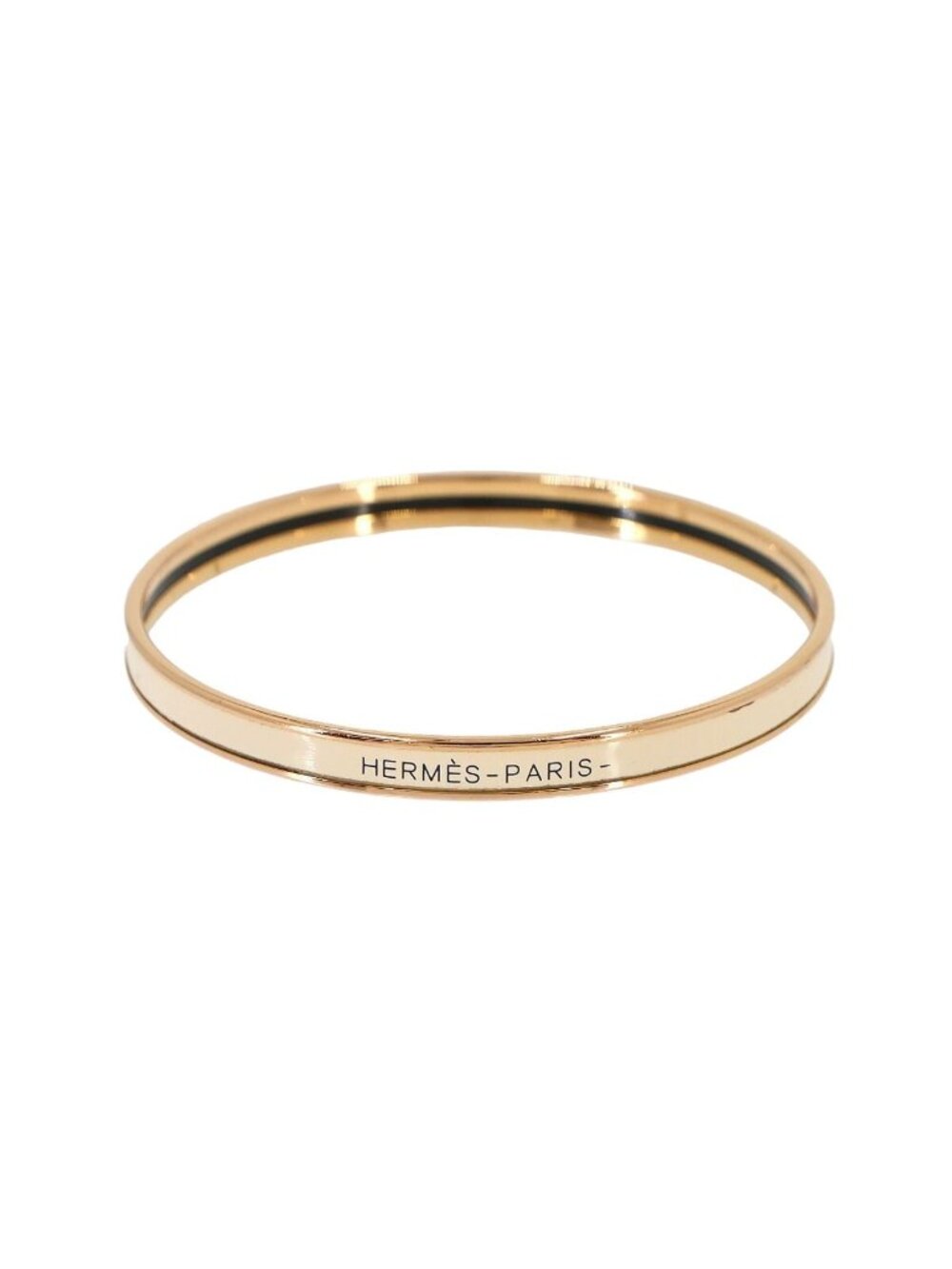 Hermes Uni Enamel Bangle Cream Rose Gold Bracelet